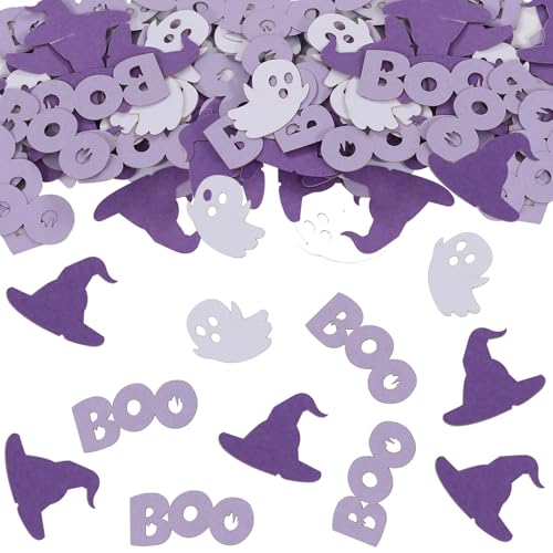 200 Stück lila weiße Boo Halloween Konfetti Kürbis Spinne Fledermaus Konfetti für Party Tischdekoration Halloween Party Supplies von KALOR