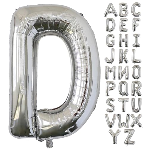 KALOR 101,6 cm große silberne Buchstabe D Ballons Jumbo-Folie Mylar Helium Ballons große Ballons für Geburtstagsparty Jahrestag Babyparty Supplies von KALOR