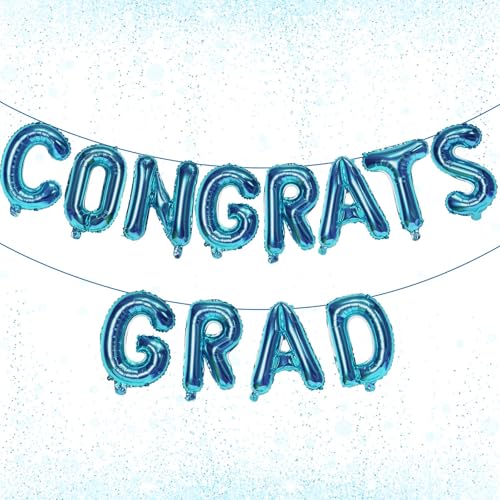 KALOR 40,6 cm dunkelblaue Congrats Grad Banner Luftballons, dunkelblaue Congrats Grad Buchstaben Schild, Abschlussdekorationen 2025 für Congrats Grad Party Dekorationen 2025 von KALOR