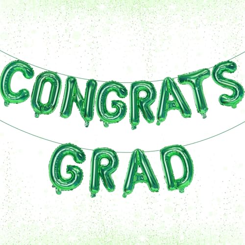 KALOR 40,6 cm grüne Congrats Grad Banner Luftballons, grüne Congrats Grad Buchstaben Schild, Abschlussdekorationen 2025 für Congrats Grad Party Dekorationen 2025 von KALOR