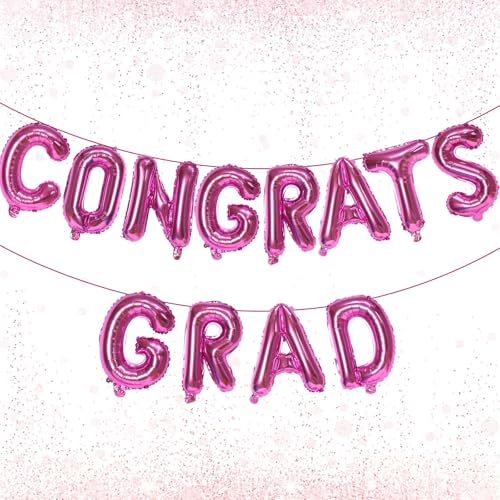 KALOR 40,6 cm rosa Congrats Grad Banner Luftballons, rosa Congrats Grad Buchstaben Schild, Abschlussdekorationen 2025 für Congrats Grade Party Dekorationen 2025 von KALOR