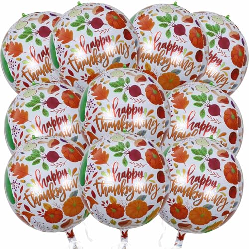 KALOR 55,9 cm große Kürbis-Luftballons mit Ahornblatt-Design, 10 Stück, orange, große 4D-Herbst-Folienballons für Thanksgiving-Party-Dekorationen, Zubehör von KALOR