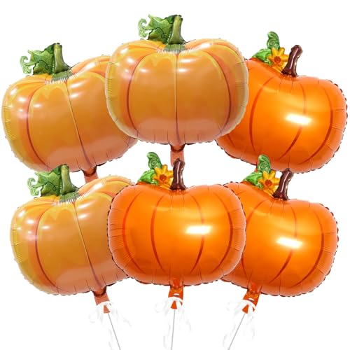 KALOR Mylar-Folienballons für Herbst, Ernte, Erntedankfest, Orange, Kürbis, Herbst, Ernte, Erntedankfest, Partydekoration, 6 Stück von KALOR