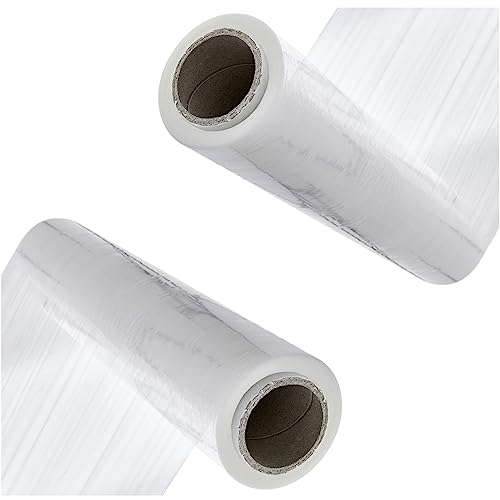 KALTAK Wickelfolie Stretchfolie transparent 2 x 1,6 kg 225 m Verpackungsfolie auf Rolle - Folie für Möbel - dehnbare Handstretchfolie 50cm breit mit innen haftend außen glatt - Umzugsfolie (2) von KALTAK