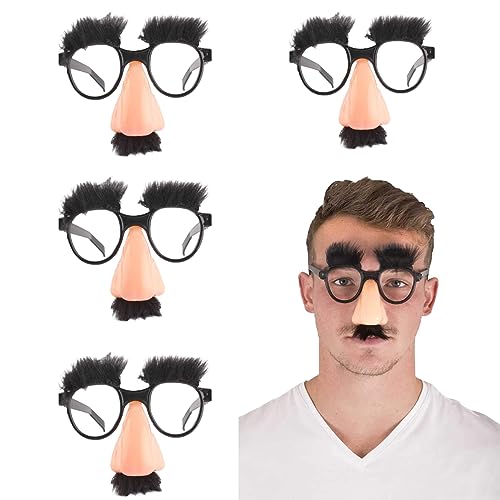 KALUROIL 4 Stücke lustige brillen, Partybrillen mit Augenbrauen Und Schnurrbart Plastikverkleidung Brille Halloween Dekorative Brille für Geburtstagsfeier Dekoration Maskerade Cosplay Requisiten von KALUROIL