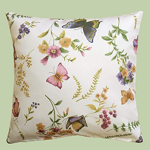 KAMACA Kissenhülle für Sofakissen Dekokissen Schmetterlinge auf der Blumenwiese Frühling Sommer Blumen waschbar Dekoration für Sofa ganzjährig (Kissenbezug 50x50 cm) von KAMACA