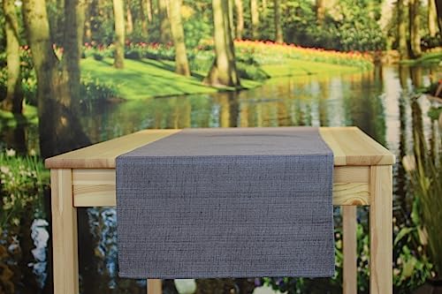 KAMACA Outdoor Tischdecke für innen und außen Gartentischdecke Moderne Textile Decke für das ganze Jahr fleckabweisend schmutzabweisend unifarben (anthrazit Leinenoptik, Tischläufer 40x150 cm) von KAMACA