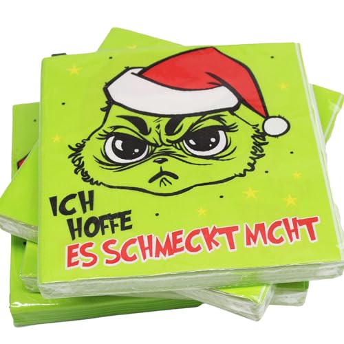 KAMACA Servietten Papierservietten mit Spruch 33x33 cm stilvolle Tischdekoration Feier Fest Party Weihnachten (Festtags - Muffel, 80 Servietten) von KAMACA