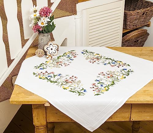 KAMACA Stickpackung Spannstich Plattstich Stielstich vorgezeichnet Baumwolle komplettes Stickset mit Stickvorlage Stickerei-Kit zum Selbersticken Erwachsene (Blumen Zauber MD 80x80 cm) von KAMACA