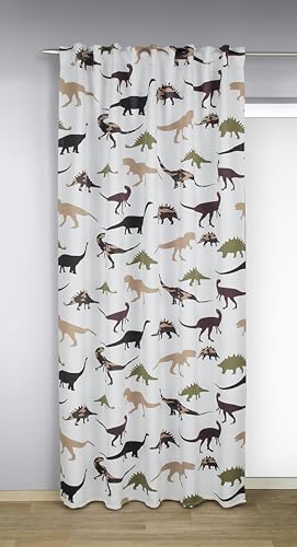 KAMACA Verdunklungsgardine Vorhang mit Motiv Kinderzimmer Verdunklungsvorhang mit versteckten Schlaufen und Gardinenband Thermogardine (Dino - HxB 245x135 cm) von KAMACA