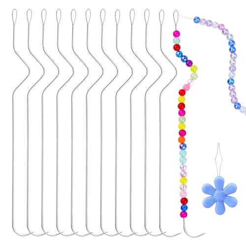 12 Stück Gebogene Perlennadeln, Perlennadel Set Nadel Zum Perlen Auffädeln, Edelstahl Nadel, Perlennadeln Zum Auffädeln Von Perlen Für Handwerk Und Schmuck Herstellung von KAMAIKA