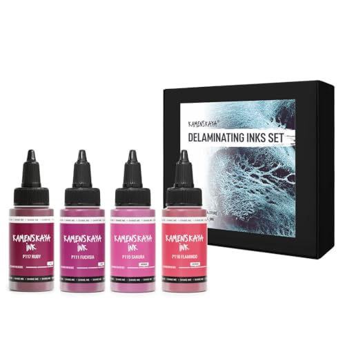 KAMENSKAYA Delaminierende Alkoholtinte - Selbstspaltende Alcohol Ink Set 'Flamingo', 4 Stk. x 30 ml von KAMENSKAYA