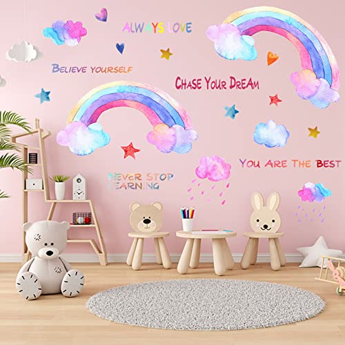 KAMEUN Regenbogen Wandaufkleber, Große Regenbogen Wolken Wandsticker Kinderzimmer Mädchen, Wandaufkleber Kinderzimmer, Wandtattoo Mädchenzimmer für Baby Zimmer Dekoration von KAMEUN