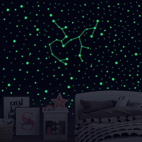 KAMEUN Leuchtsterne Selbstklebend Wandsticker, 272 Stück Sterne Sternenhimmel Aufkleber Wanddeko, Leuchtsticker Wandtattoo für Kinderzimmer Schlafzimmer… von KAMEUN