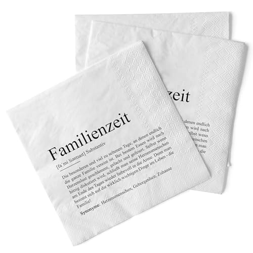 KAMEWI® Serviette FAMILIENZEIT Definition | 20 Stück | Tischdeko Herzensmensch Lieblingsmensch Gast Kleinigkeit Lunchserviette von KAMEWI