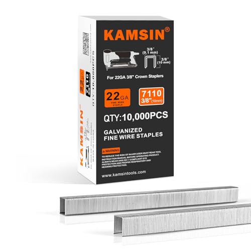 KAMSIN 22 Gauge verzinkte Feindrahtklammern, 9 mm, Krone, 10 mm Beinlänge, 71er-Serie, Heftklammern für Polsterklammern, Stoff, Schrank, 10.000 Stück pro Box (2 Boxen) von KAMSIN