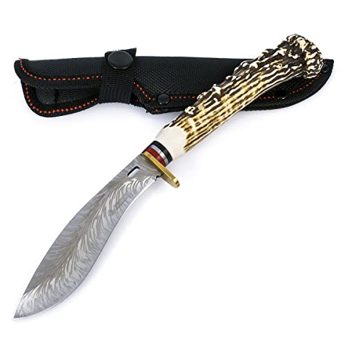 KANDAR N.034 Feststehende Messer Jagdmesser mit Scheide Outdoor-Messer Multifunktionsmesser Campingmesser Touristenmesser mit feststehender Klinge von KANDAR