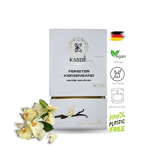 FEINSTER KERZENSAND mit lieblichen Vanille Duft- Wachsgranulat mit Dochten Kerzengranulat zur Herstellung eigener Aroma Kerzen zum Gießen für alle Größen DIY Geschenkset universell einsetzbar Basteln von KANDÉ