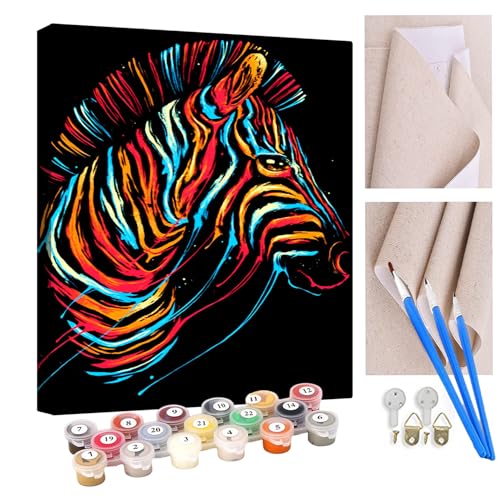 KANGBAWA Malen Nach Zahlen Erwachsene Aquarell Tiere Pferd Zebra Einhorn (2) DIY Handgemalt Ölgemälde Leinwand Kits Mit Pinsels und Acrylfarbe Als Geschenke und Heimdekoration Ohne Rahmen 40 x 50 cm von KANGBAWA