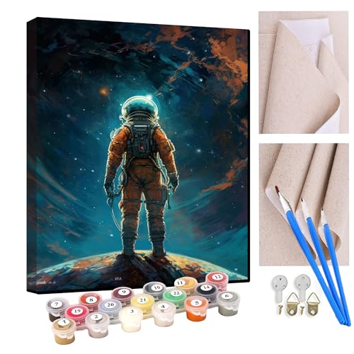 KANGBAWA Malen Nach Zahlen Erwachsene Astronaut Blumenplanet (3) DIY Handgemalt Ölgemälde Leinwand Kits Mit Pinsels und Acrylfarbe Als Geschenke und Heimdekoration Ohne Rahmen 40 x 50 cm von KANGBAWA