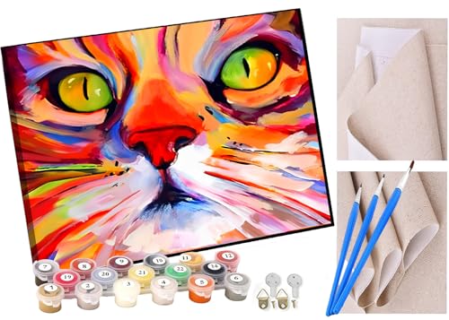 KANGBAWA Malen Nach Zahlen Erwachsene Bemalte bunte Engel Katze DIY Handgemalt Ölgemälde Leinwand Kits Mit Pinsels und Acrylfarbe Als Geschenke und Heimdekoration Ohne Rahmen 40 x 50 cm von KANGBAWA