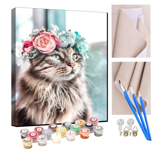 KANGBAWA Malen Nach Zahlen Erwachsene Blume Katze Schach Tiere DIY Handgemalt Ölgemälde Leinwand Kits Mit Pinsels und Acrylfarbe Als Geschenke und Heimdekoration Ohne Rahmen 40 x 50 cm von KANGBAWA