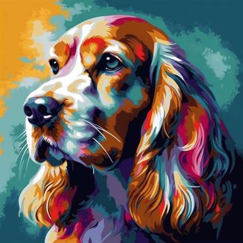 KANGBAWA Malen Nach Zahlen Erwachsene Cocker Spaniel (8)- Bastelset Erwachsene Gemälde Leinwand 40x50 cm Mit Farbe und Pinsel - Geschenke und Maldekorationen von KANGBAWA