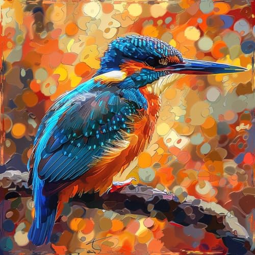 KANGBAWA Malen Nach Zahlen Erwachsene Eisvogel Farbiger Vogel(13)- Bastelset Erwachsene Gemälde Leinwand 40x50 cm Mit Farbe und Pinsel - Geschenke und Maldekorationen von KANGBAWA