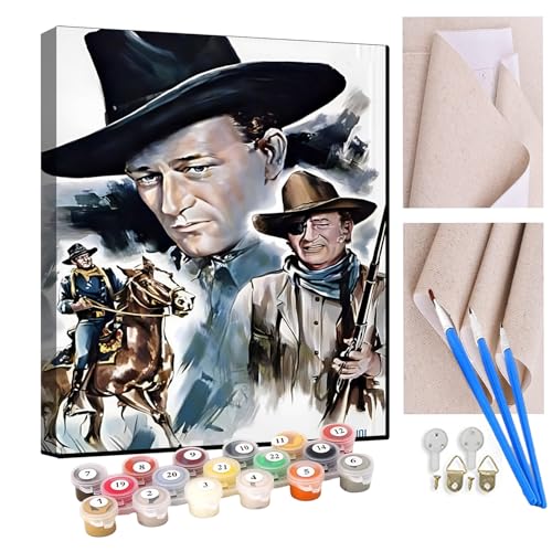 KANGBAWA Malen Nach Zahlen Erwachsene Film Retro Cowboy Mann DIY Handgemalt Ölgemälde Kit für Anfänger und Erwachsene Mit 3-Pinseln und Acrylfarbe, Ohne Rahmen 40X50CM von KANGBAWA