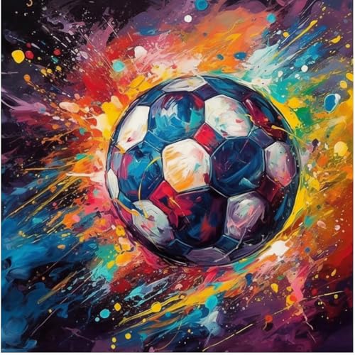 KANGBAWA Malen Nach Zahlen Erwachsene Fußball bunt (4) DIY Handgemalt Ölgemälde Kit für Anfänger und Erwachsene Mit 3-Pinseln und Acrylfarbe, Ohne Rahmen 40X50CM von KANGBAWA