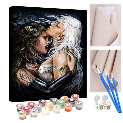 KANGBAWA Malen Nach Zahlen Erwachsene Gothic dunkles Mädchen lesbisch DIY Handgemalt Ölgemälde Leinwand Kits Mit Pinsels und Acrylfarbe Als Geschenke und Heimdekoration Ohne Rahmen 40 x 50 cm KANGBAWA Malen Nach Zahlen Erwachsene Gothic dunkles Mädchen lesbisch DIY Handgemalt Ölgemälde Leinwand Kits Mit Pinsels und Acrylfarbe Als Geschenke und Heimdekoration Ohne Rahmen 40 x 50 cm von KANGBAWA