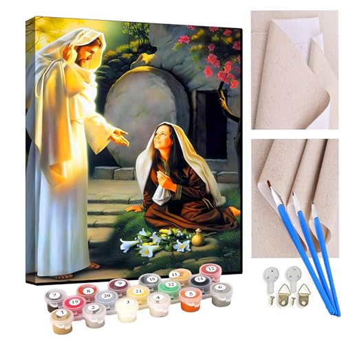 KANGBAWA Malen Nach Zahlen Erwachsene Jesus rettet Mädchen religiöse Kunst DIY Handgemalt Ölgemälde Leinwand Kits Mit Pinsels und Acrylfarbe Als Geschenke und Heimdekoration Ohne Rahmen 40 x 50 cm von KANGBAWA