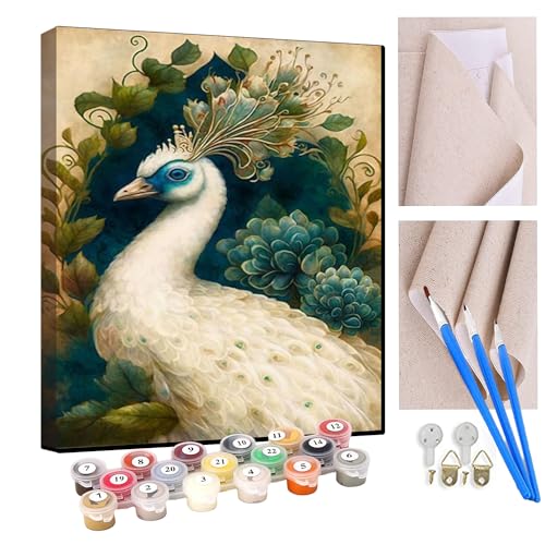 KANGBAWA Malen Nach Zahlen Erwachsene Kreativer Vogel Phoenix Pfau AnfäNger Knitterfreie Leinwand Pinsels Und Acrylfarbe - Diy Handgemalt öLgemäLde Kit Als Geschenk 40 X 50cm von KANGBAWA