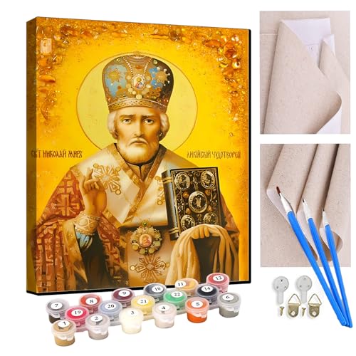 KANGBAWA Malen Nach Zahlen Erwachsene Religiöser Papst Alter Mann Porträt - Bastelset Erwachsene Gemälde Leinwand 40x50 cm Mit Farbe und Pinsel - Geschenke und Maldekorationen von KANGBAWA