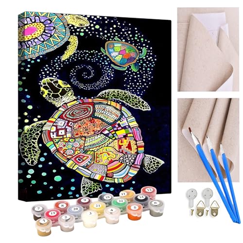 KANGBAWA Malen Nach Zahlen Erwachsene SchildkröteRhein AnfäNger Knitterfreie Leinwand Pinsels Und Acrylfarbe - Diy Handgemalt öLgemäLde Kit Als Geschenk 40 X 50cm von KANGBAWA