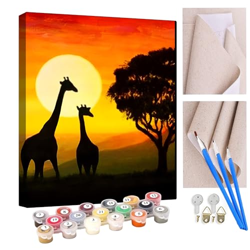 KANGBAWA Malen Nach Zahlen Erwachsene Sonnenuntergang Landschaft AnfäNger Knitterfreie Leinwand Pinsels Und Acrylfarbe - Diy Handgemalt öLgemäLde Kit Als Geschenk 40 X 50cm von KANGBAWA