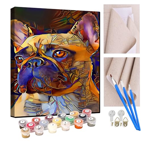 KANGBAWA Malen Nach Zahlen Erwachsene Tier Hund Abstrakt DIY Handgemalt Ölgemälde Leinwand Kits Mit Pinsels und Acrylfarbe Als Geschenke und Heimdekoration Ohne Rahmen 40 x 50 cm von KANGBAWA