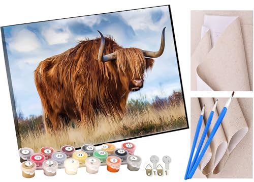 KANGBAWA Malen nach Zahlen Erwachsene Lustige Tiere Kuh(1) DIY Malen nach Zahlen Kits auf Leinwand Acrylmalerei mit Pinseln Leinwand Geschenke Kunsthandwerk 40 x 50 cm(rahmenlos) von KANGBAWA