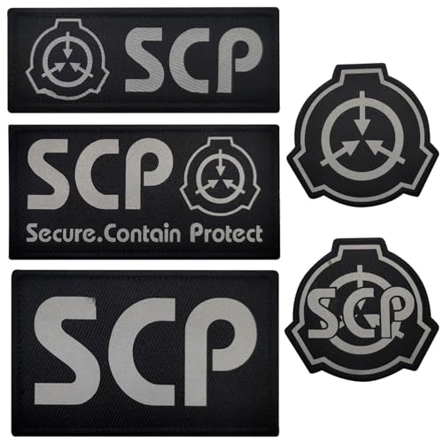 KANGDAWEI SCP Patch, Special Containment Procedures Foundation, Infrarot, reflektierend, taktische Militärabzeichen, bestickt, zum Aufnähen, Moral-Applikation mit Klettverschluss (5 Stück) von KANGDAWEI