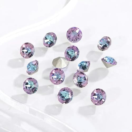 4/6/8 mm runde Strasssteine, Diamantglaskristalle, Glitzerdekorationen, spitze Schmuckherstellung, Aufkleben auf Nägel, Kunst, DIY-Zubehör-A001VL-8 mm-10 Stück von KAOXHX