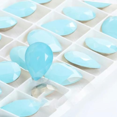 Funkelnde violette K9-Glas-Strasssteine in Tropfenform, Glaskristall-Strasssteine mit Pointback zum Aufkleben auf Kleidungsstücke, Basteln, Schmuckzubehör – Aqua Opal – 20 x 30 mm, 10 Stück von KAOXHX