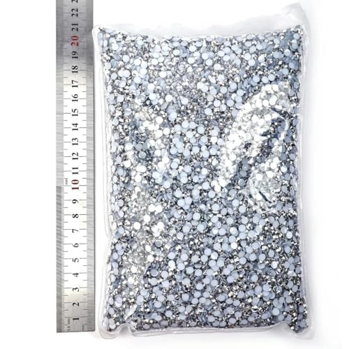 Großhandels-Strasssteine aus Kunstharz, nicht heiß verklebt, mit flacher Rückseite, Kristalle, Strass, Glitzerstein, großes Paket für DIY-Nägel, 1 Kristall, Silber, 3,0 mm, SS10 – 5000 von KAOXHX