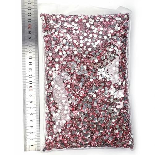 Großhandels-Strasssteine aus Kunstharz, nicht heiß verlegen, flache Rückseite, Kristalle, Strass, Glitzerstein, großes Paket für DIY-Nägel, 15 Dunkelrosa, 2 mm SS6 – 50000 Stück von KAOXHX