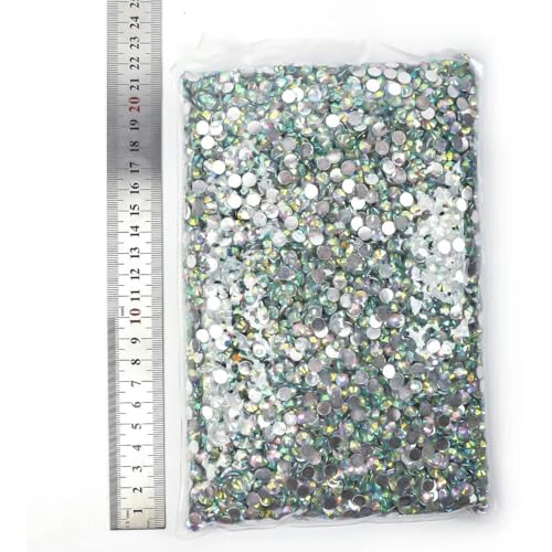 Großhandels-Strasssteine aus Kunstharz, nicht heiß verlegen, mit flacher Rückseite, Kristalle, Strass, Glitzerstein, großes Paket für DIY-Nägel, 2 Kristalle AB-Silber, 6 mm SS30 – 5000 von KAOXHX