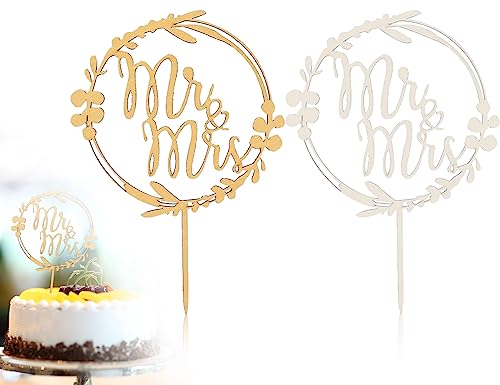 KAPSING 2 Stück Hölzern Cake topper Hochzeit, tortendeko hochzeit, hochzeitstorte deko, Mr und Mrs Deko Hochzeitstorte, tortenstecker hochzeit von KAPSING