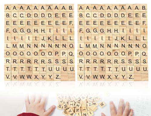 KAPSING 200 Stück Holzbuchstaben Buchstaben, Holz Alphabet Fliesen Buchstaben, Scrabble Buchstaben Holz a bis Z Puzzle, für Kinder Buchstaben zum Spielen, Kindererziehung, Kinderspielzeug von KAPSING