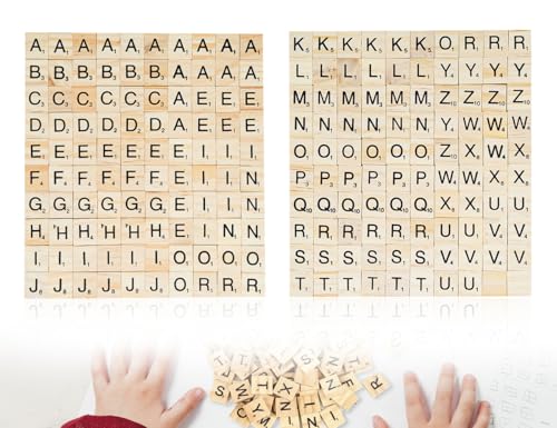 KAPSING 200 Stück Holzbuchstaben Buchstaben, Holz Alphabet Fliesen Buchstaben, Scrabble Buchstaben Holz a bis Z Puzzle, für Kinder Buchstaben zum Spielen, Kindererziehung, Kinderspielzeug von KAPSING