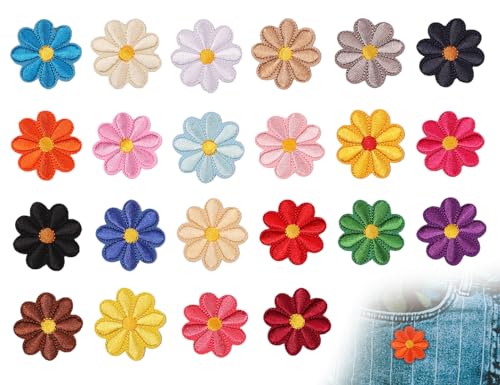 KAPSING 22 Stück Gänseblümchen Patches zum Aufbügeln, bunt aufbügelflicken, Flicken zum Aufbügeln, Patches Klett für DIY Handwerk Dekoration von KAPSING