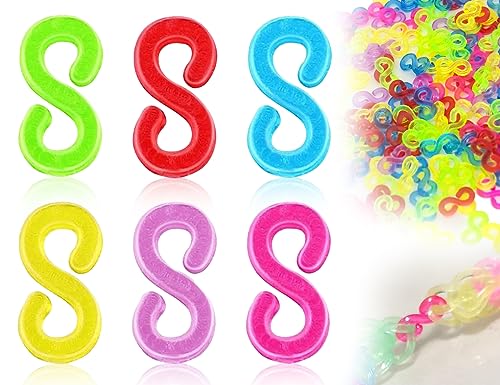 KAPSING 500 Stück S Clips Bunt Loom Bänder Zubehör, Verschlüsse Clips, Plastik Gummibänder Clips, DIY Rubber Band Schmuck Zubehör Für Armbänder Häkelnadeln von KAPSING