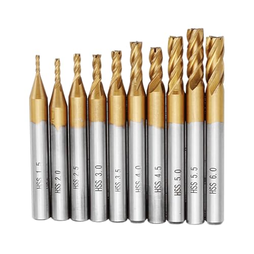 KAQIMI 4 Flutes End Mill Cutter 6mm Shank CNC Router Drill Bit for Wood Steel 10pcs 1.5-6mm/6pcs 2-6mm(10pcs) von KAQIMI